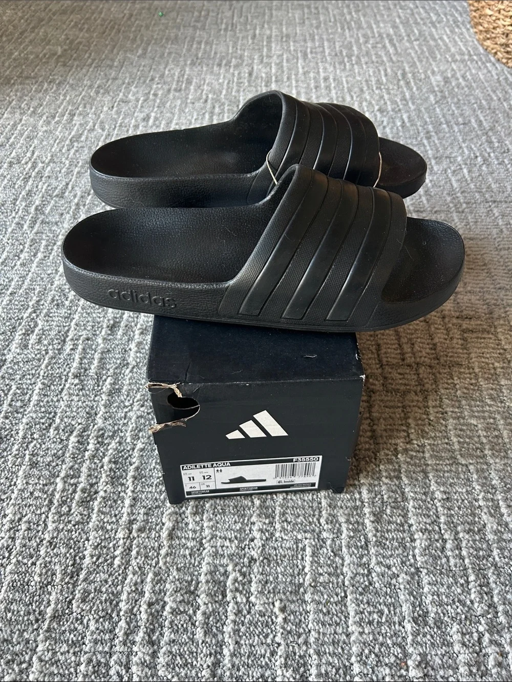 adidas Adilette Comfort Slide Sandals Black 11